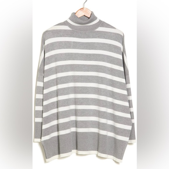 NWOT - Adrianna Papell Striped Turtleneck Sweater - Picture 2 of 6